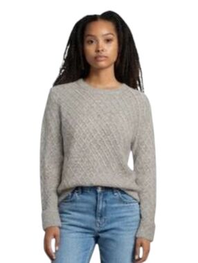 Magaschoni Textured Knit Sweater Womens XS Gray Crewneck Soft Stretch Minimalist